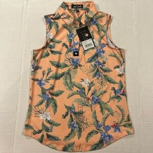 Bad Birdie Women's Size XS Core Polo SL Sleeveless Golf Floral Fiesta